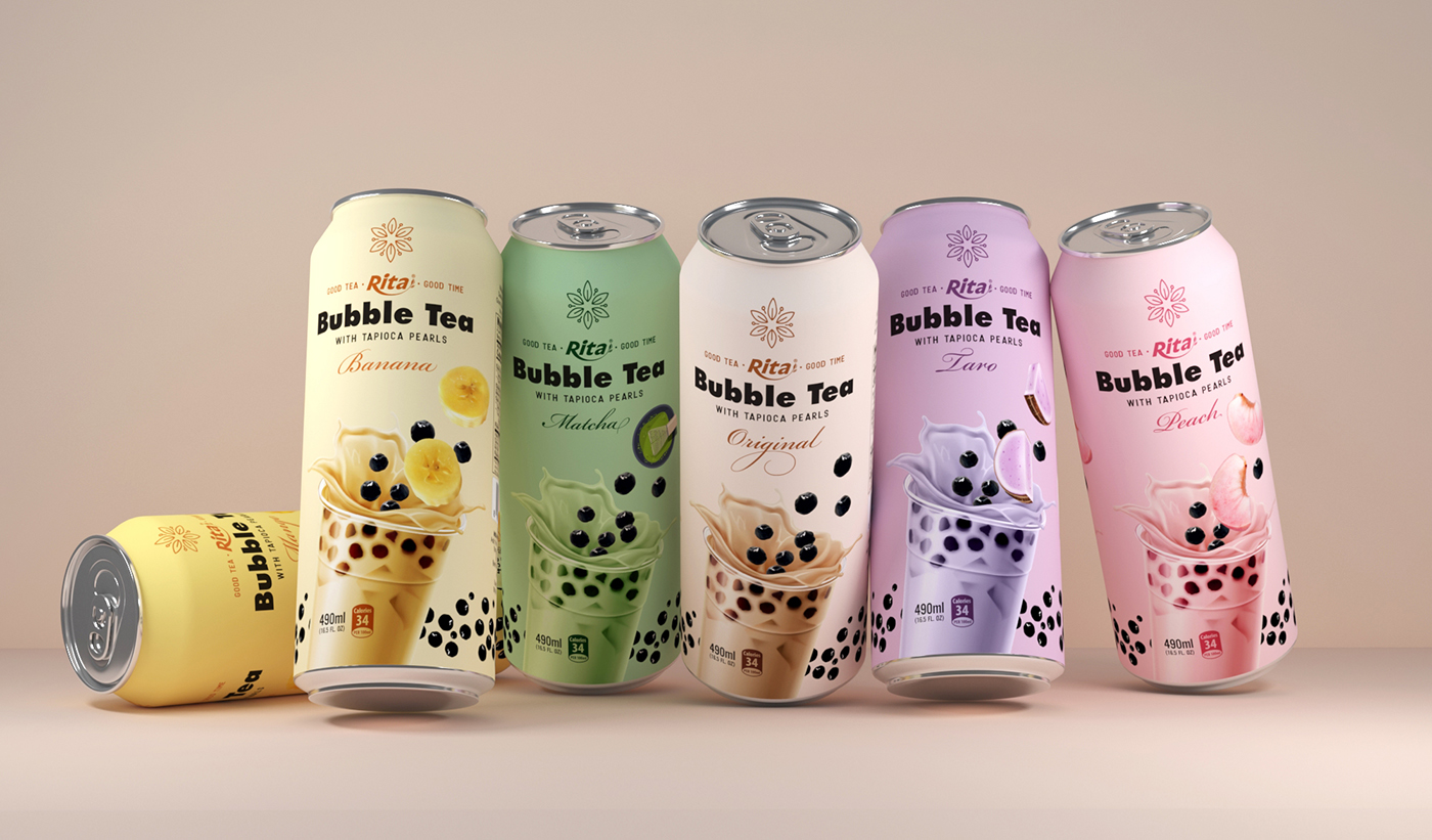 banner Bubble Tea with tapioca pearls drink own brand 
