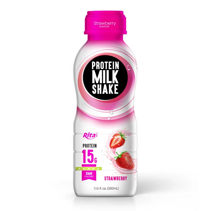 Milk Drinks Protein Milk Shake With Strawberry Flavor 330ml PP Bottle Milk Drinks Protein Milk Shake With Strawberry Flavor 330ml PP Bottle