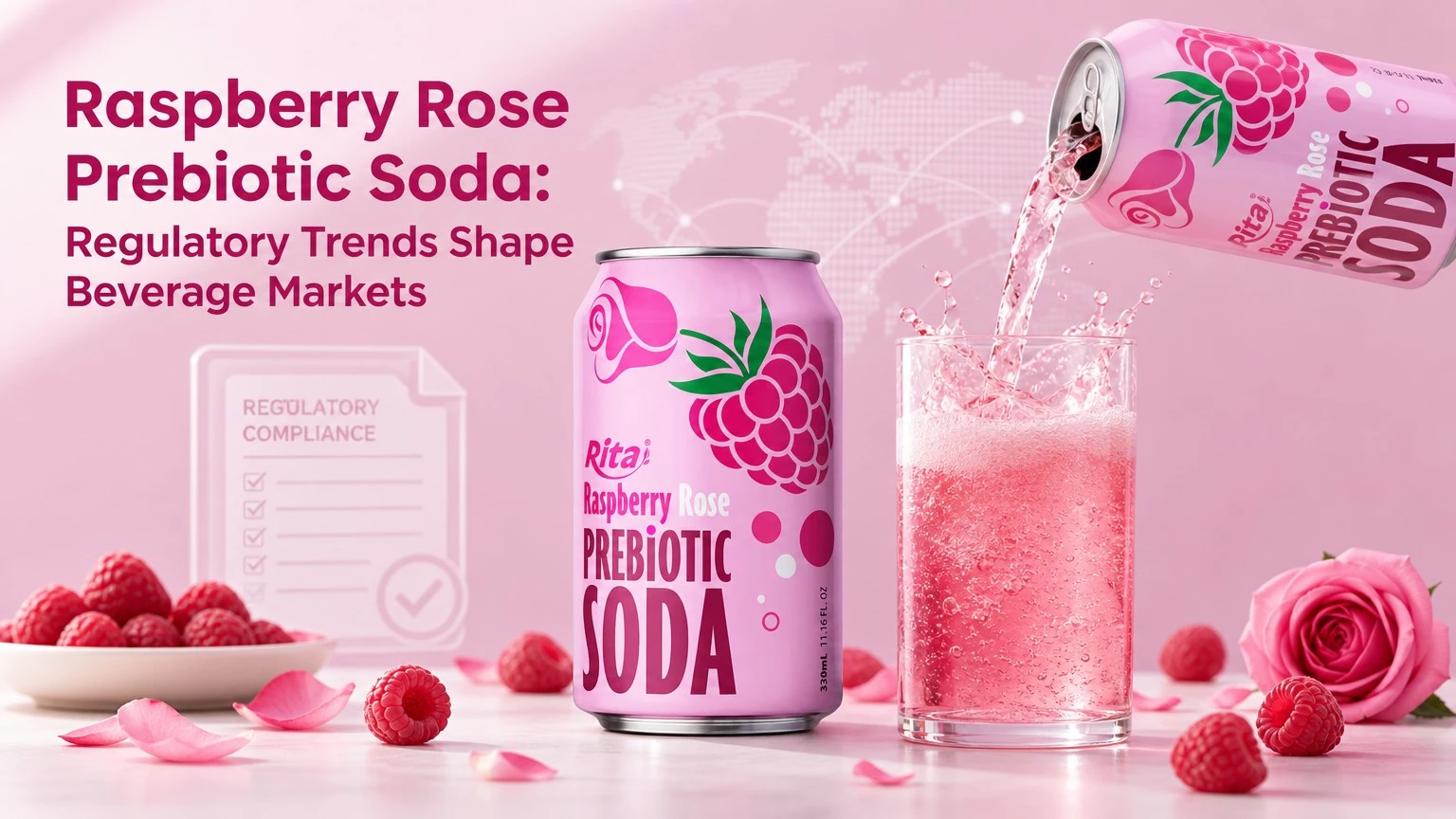 Raspberry Rose Prebiotic Soda: Regulatory Trends Shape Beverage Markets