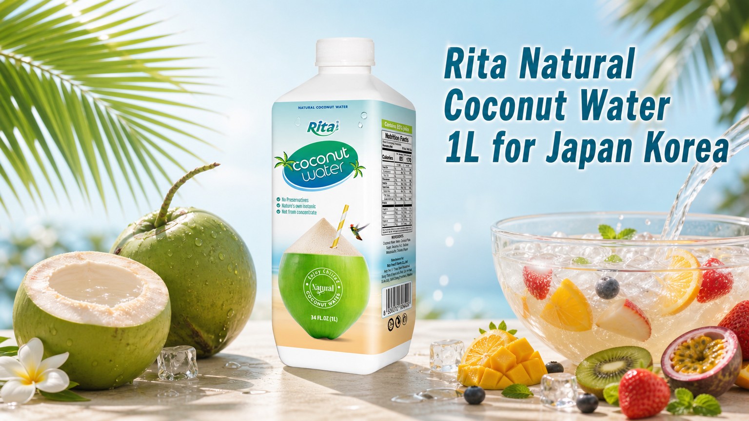 Rita Natural Coconut Water 1L Targets Japan and Korea Buyers