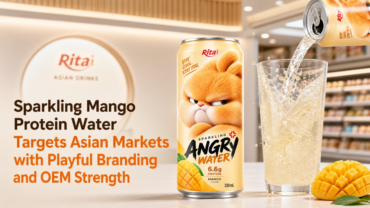 Sparkling Mango Protein Water Targets Asian Markets with Playful Branding and OEM Strength