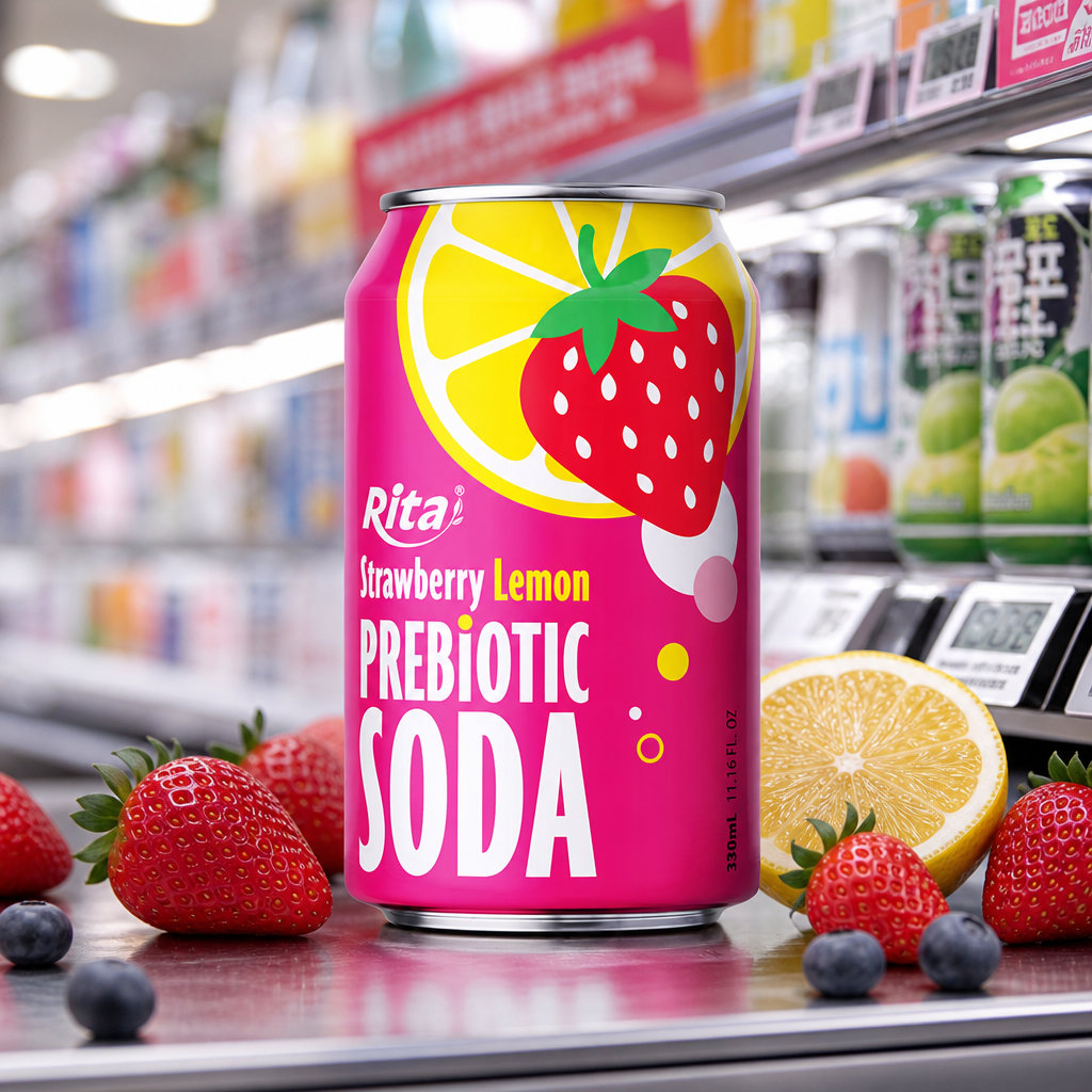 Strawberry Lemon Prebiotic Soda: Sustainable Sip for Japan & Korea - Image 1