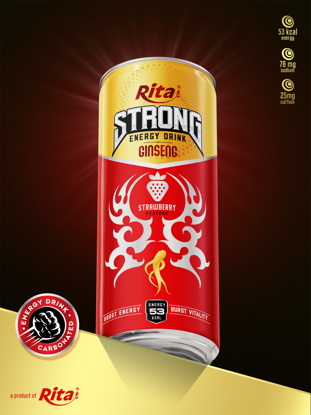 Strong Energy Drink Ginseng with Strawberry Flavor  320ml