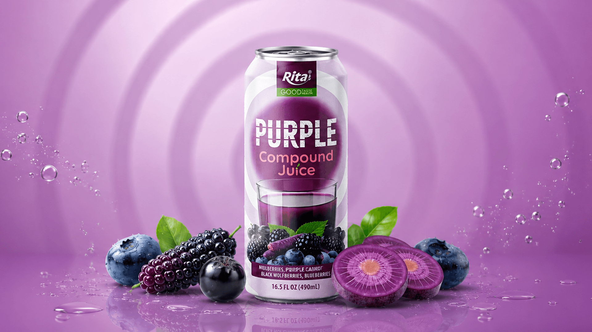 Purple Compound Juice Mulberry Blueberry 490ml Can