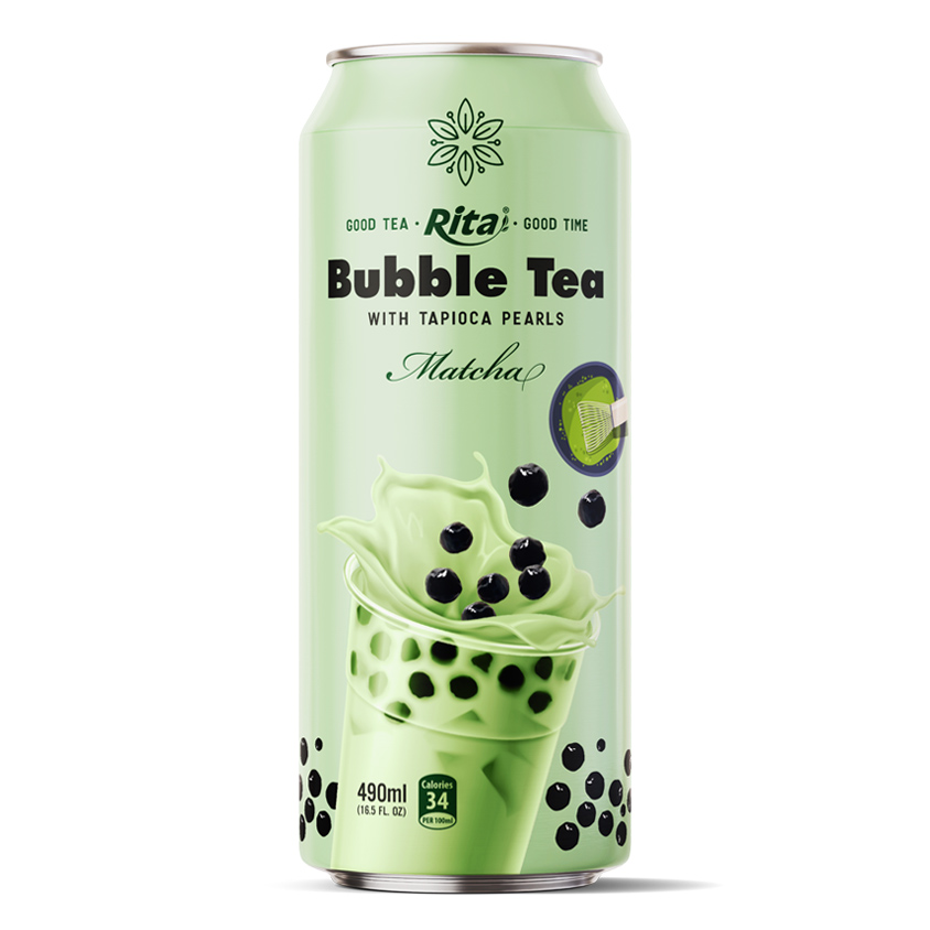 Bubble Tea with tapioca pearls and matcha 490ml