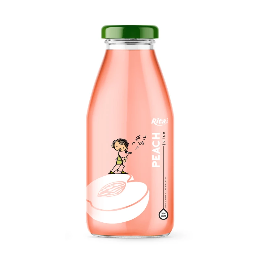premium 250ml glass bottle  peach fruit juice
