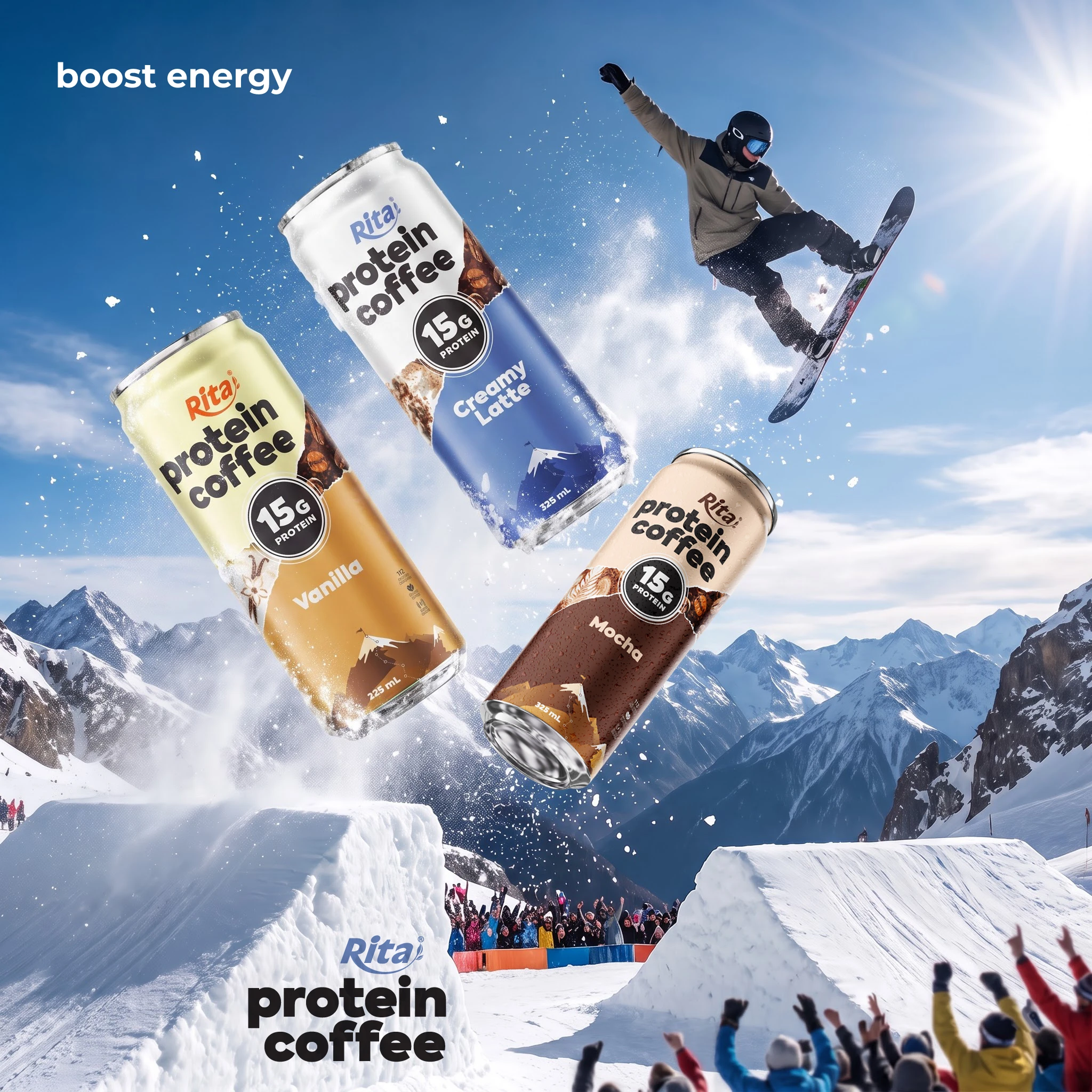 Rita Protein Coffee 15g – Ready-to-Drink High Protein Coffee Mocha 325ml Can Poster 1