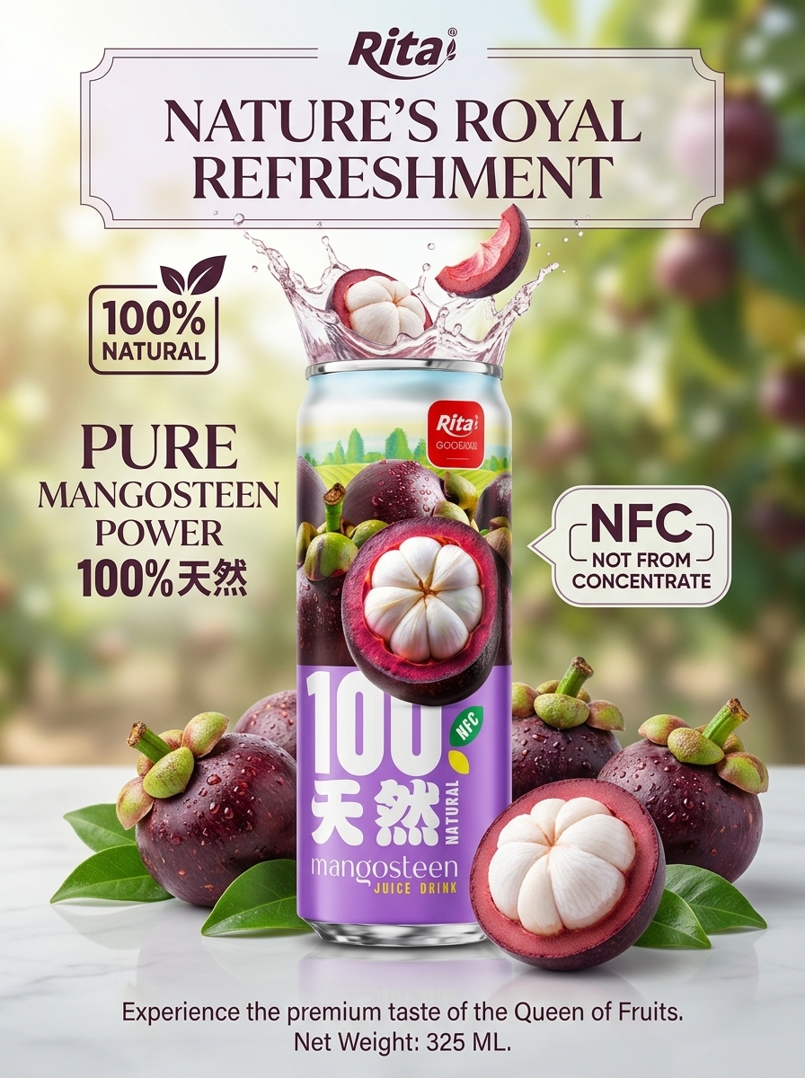 100 Natural Mangosteen Juice Drink 325ml sleek can Poster 2