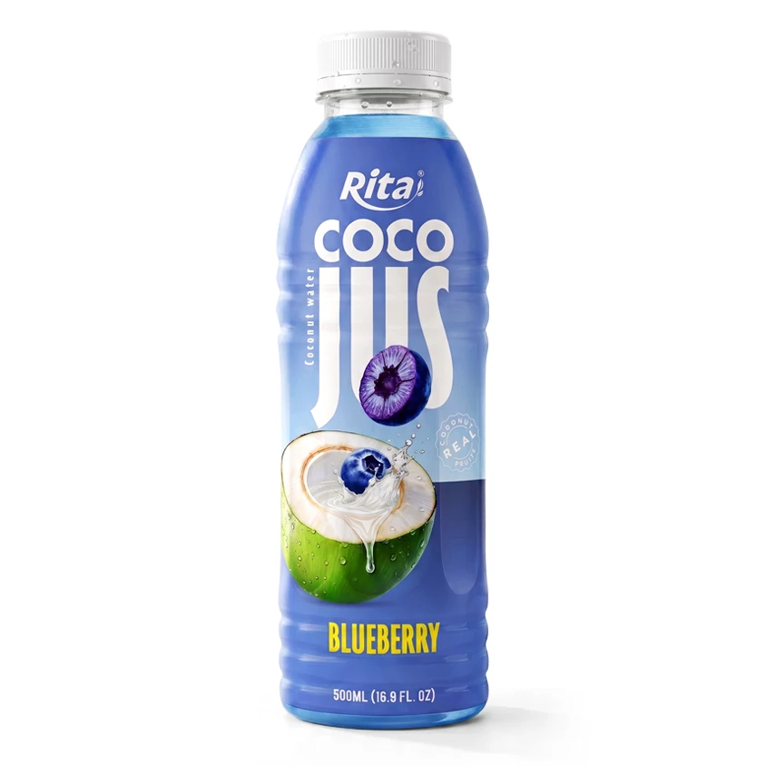 COCO JUS Real Coconut Water with Blueberry Juice 500ml (16.9 fl oz)