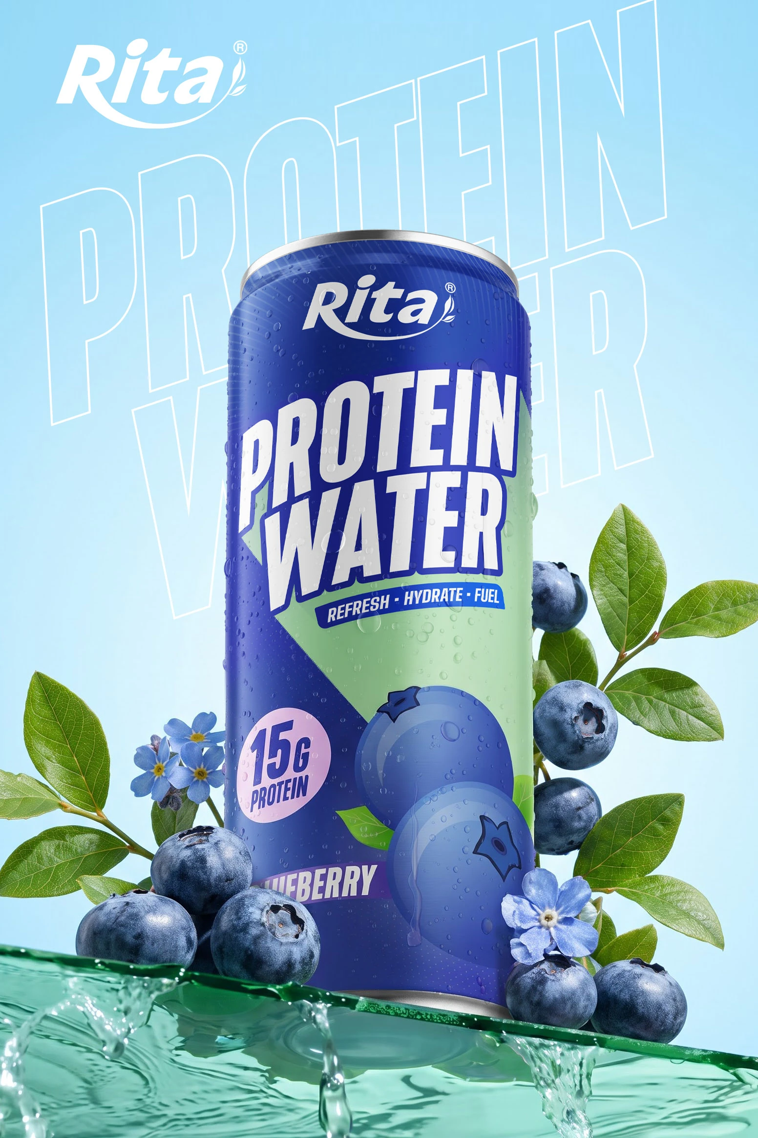 15G protein RITA protein water with blueberry Poster 2