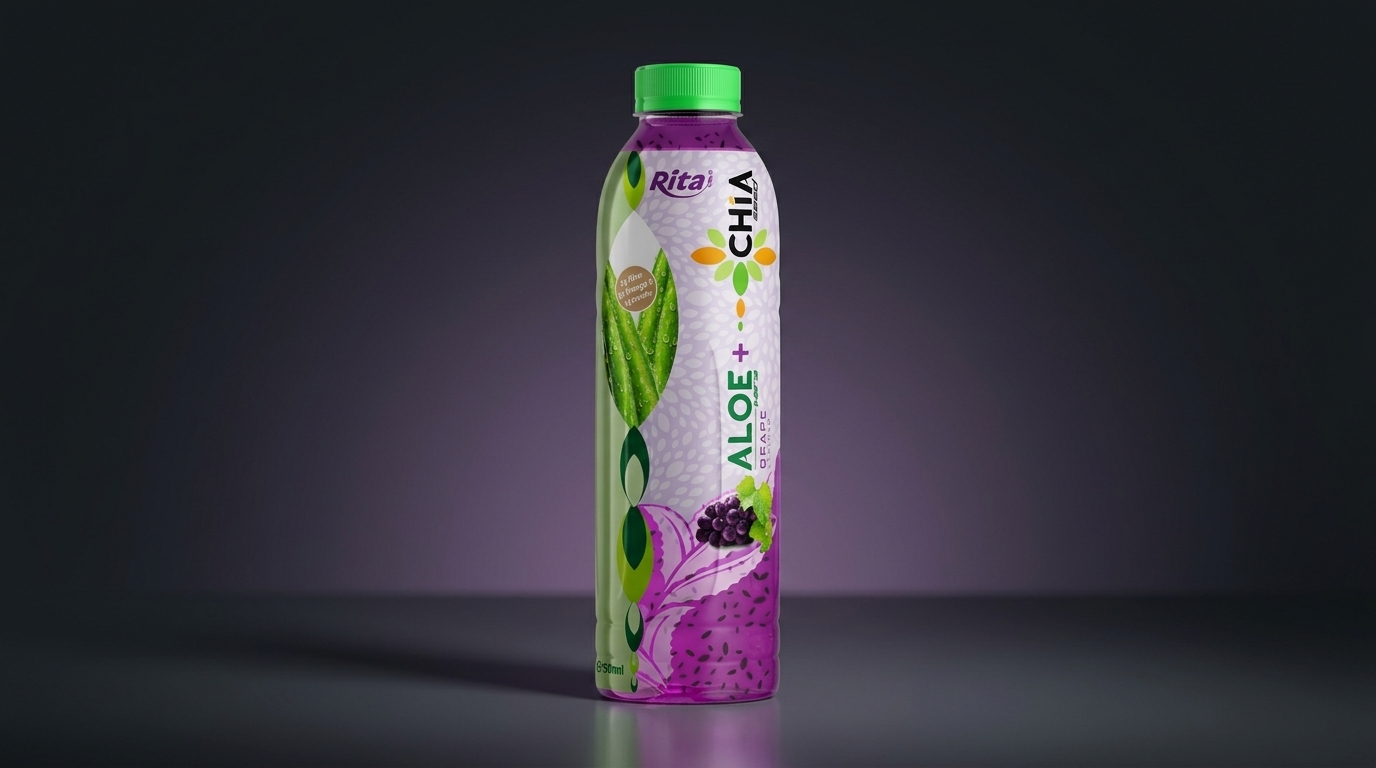 16.9 Fl Oz Rita Aloe Vera Drink with Chia Seed Grape Flavor PET Bottle - Product Image