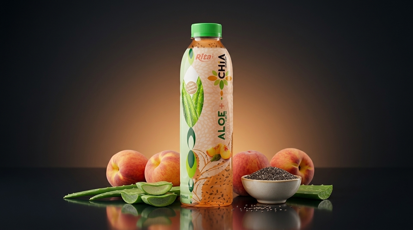 16.9 Fl Oz Rita Aloe Vera Drink with Chia Seed Peach Flavor PET Bottle - Product Image