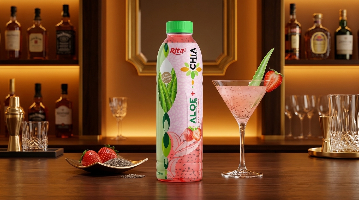 16.9 Fl Oz Rita Aloe Vera Drink with Chia Seed Strawberry Flavor PET Bottle - Product Image