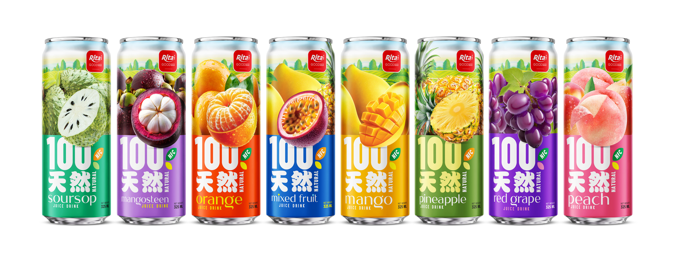 100 Natural Mixed Fruit Juice Drink 325ml sleek can Poster 2