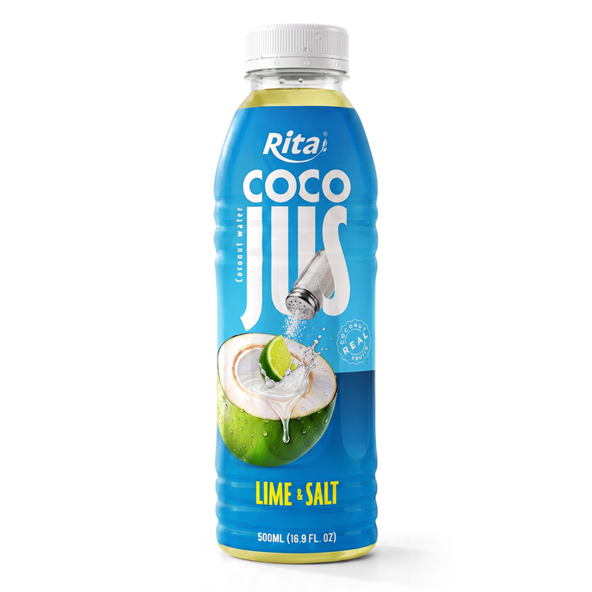 COCO JUS Real Coconut Water with Lime Juice and Salt 500ml (16.9 fl oz)