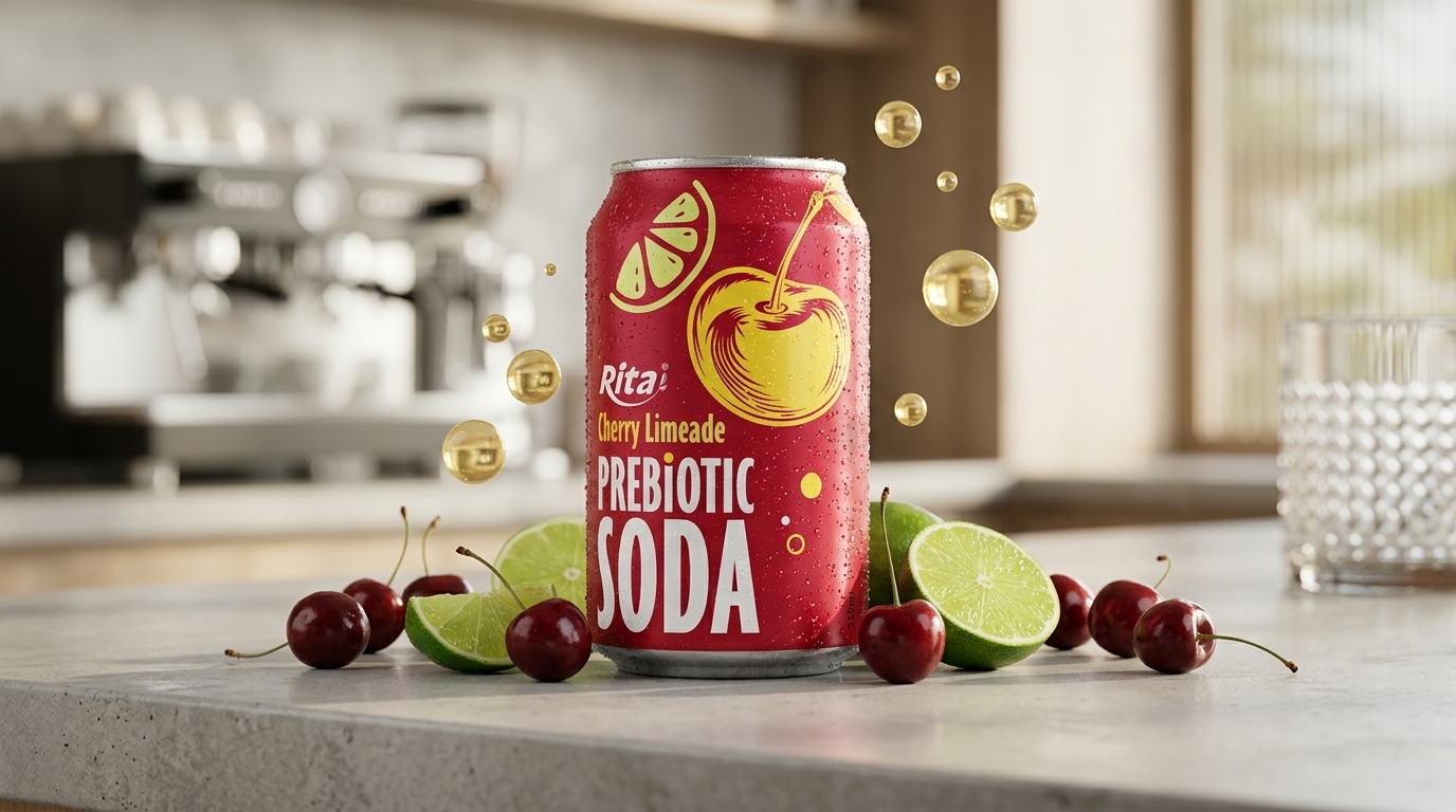 Cherry Limeade Prebiotic Soda 330ml short can Poster 1