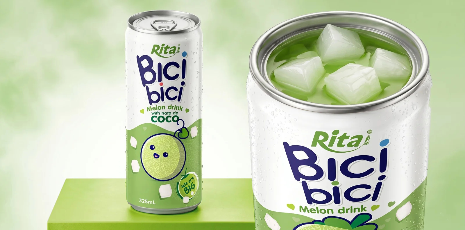 Bici Bici 325ml Melon drink with nata de Coco ( wide opening can) Poster 2