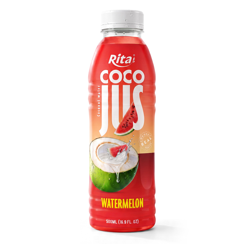 COCO JUS Real Coconut Water with Watermelon Juice 500ml (16.9 fl oz)