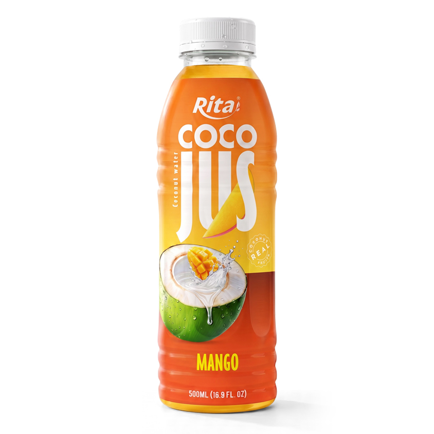 COCO JUS Real Coconut Water with Mango Juice 500ml (16.9 fl oz)