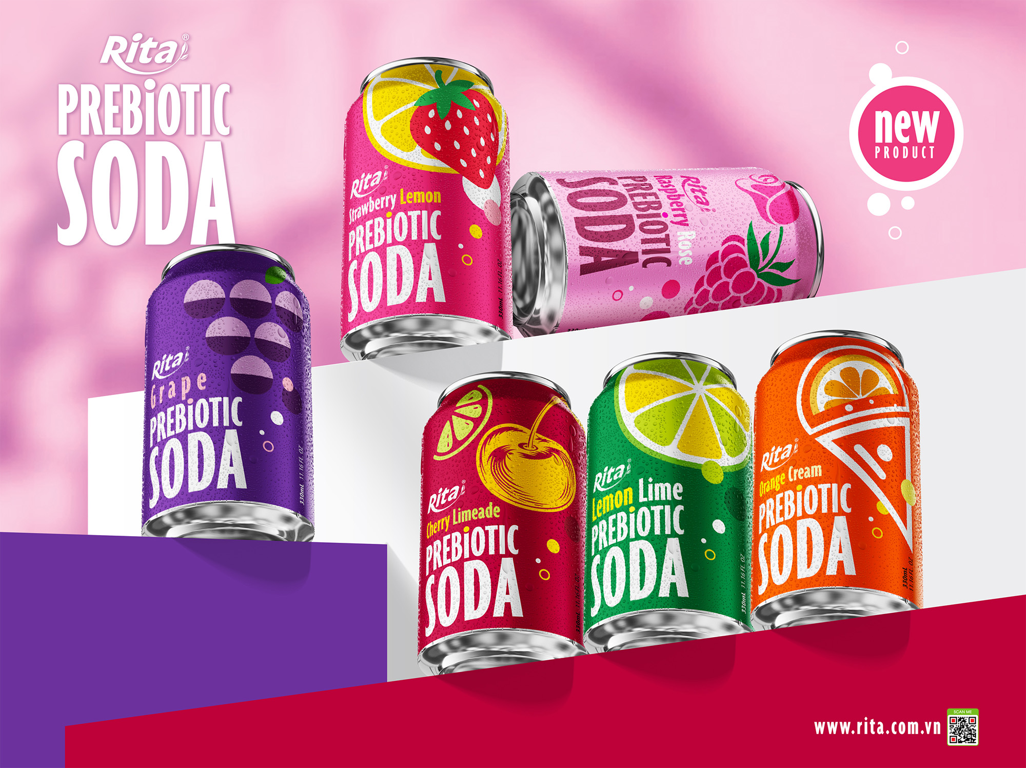 Orange Cream flavor Prebiotic Soda 330ml short can Poster 2