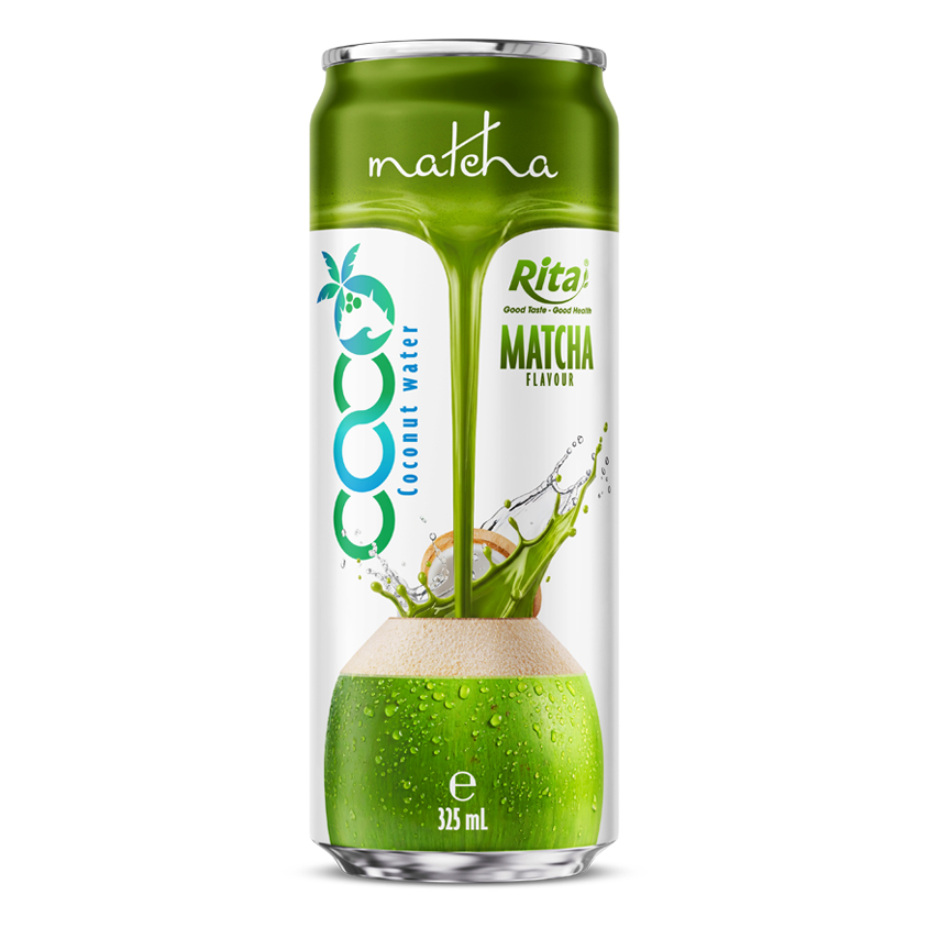 Coconut water with  Matcha Flavor 325ml sleek can