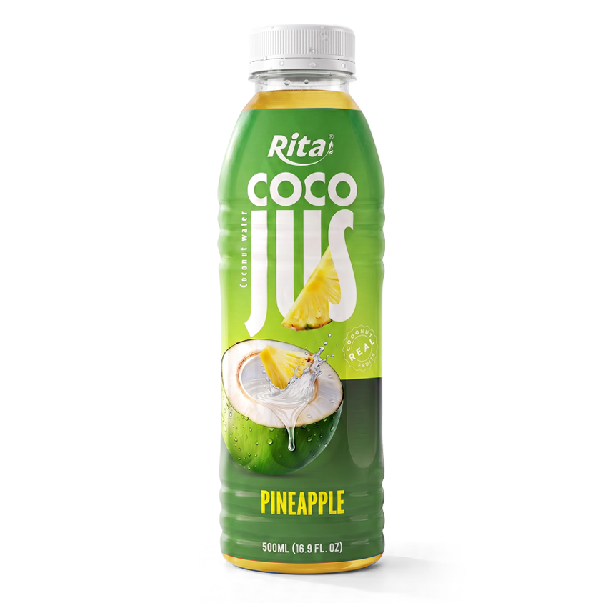 COCO JUS Real Coconut Water with Pineapple Juice 500ml (16.9 fl oz)