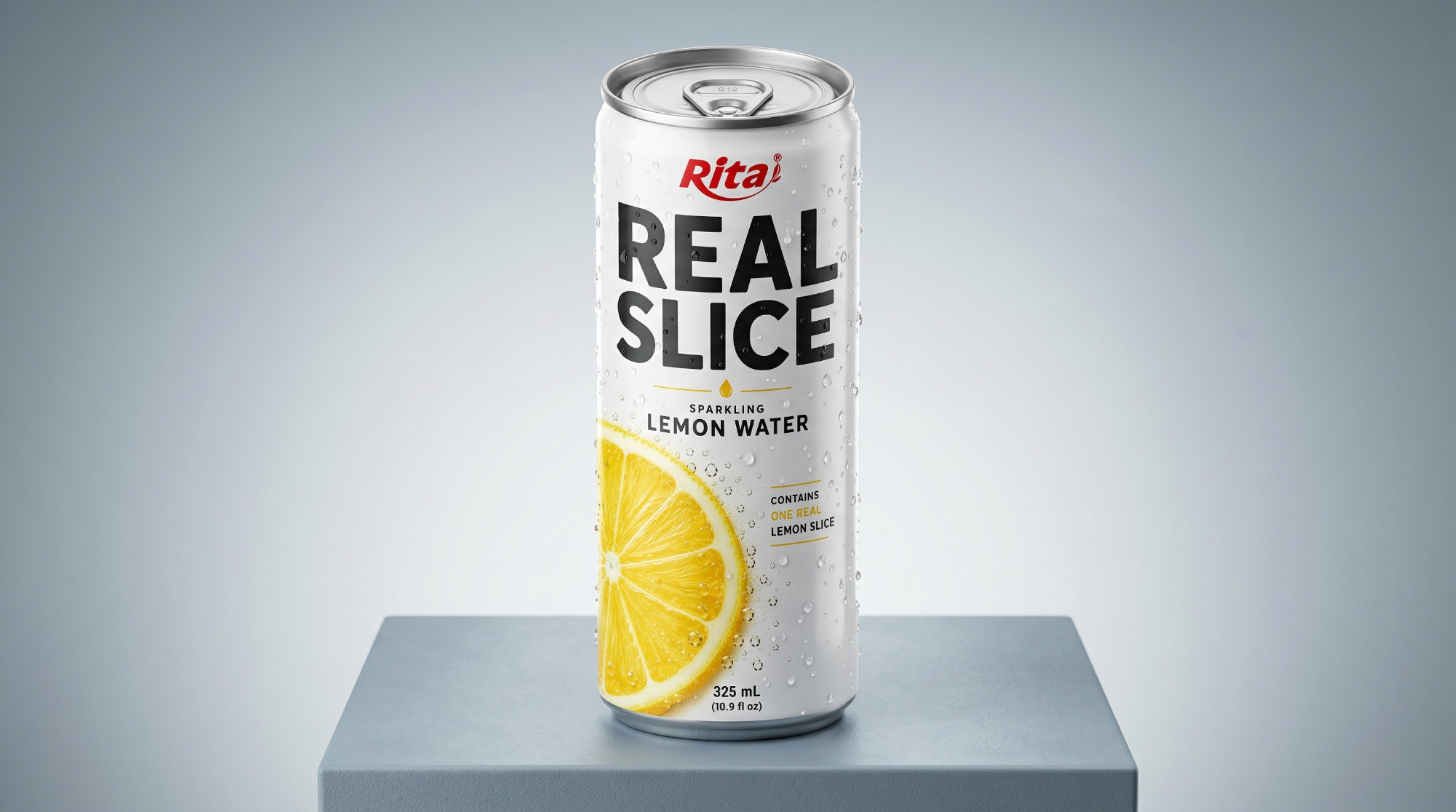 Real Lemon Slice Inside Sparkling Water 325ml Slim Cans– Refreshing Beverage Poster 2
