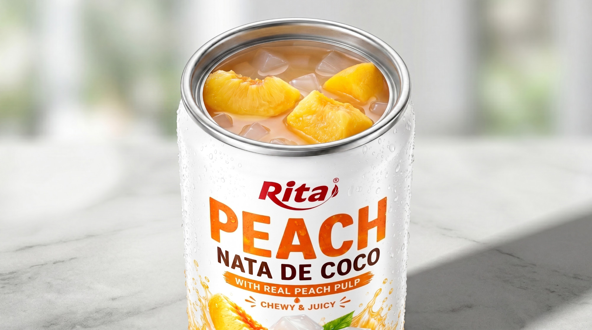 325 ml ( 10.9 fl oz) Peach nata de coco with real peach pulp Poster 1