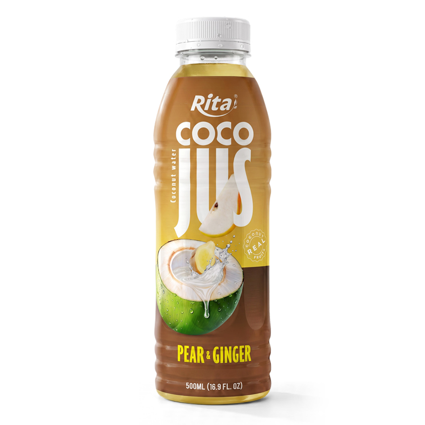 COCO JUS Real Coconut Water with Pear and Ginger Juice 500ml (16.9 fl oz)