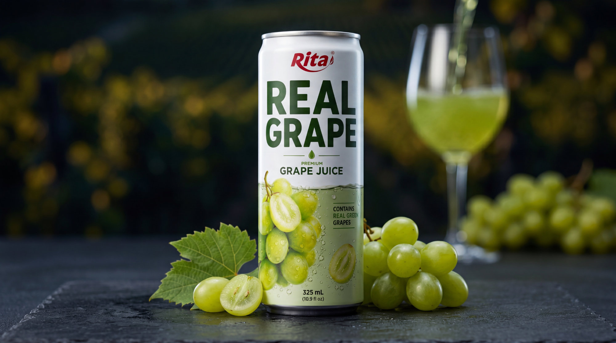 Premium Real Grape Juice 10.9 fl oz – Contains Real Green Grapes Poster 1