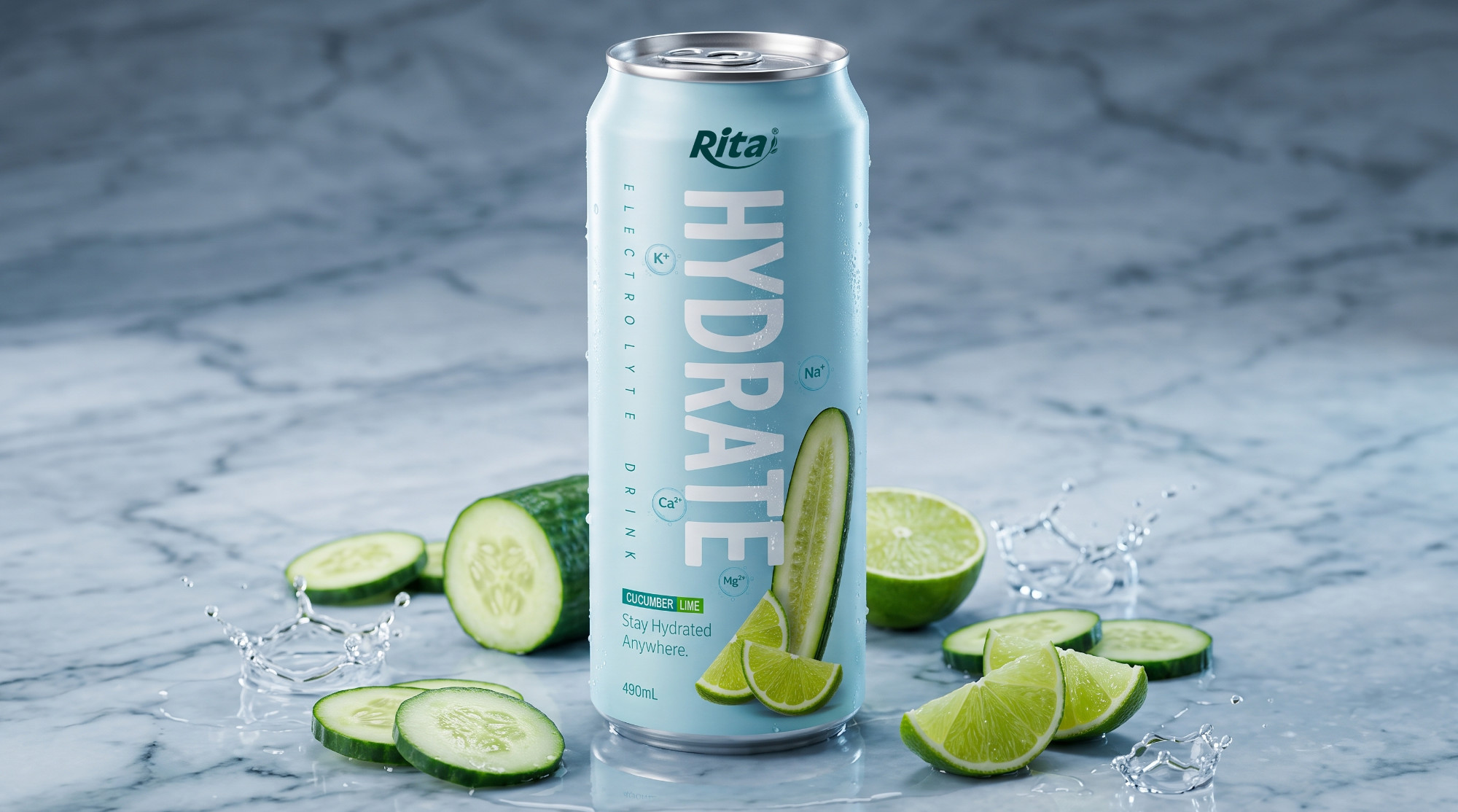 490ml Cucumber and Lime Electrolyte Juice Drink in Aluminum Can (7) Poster 1