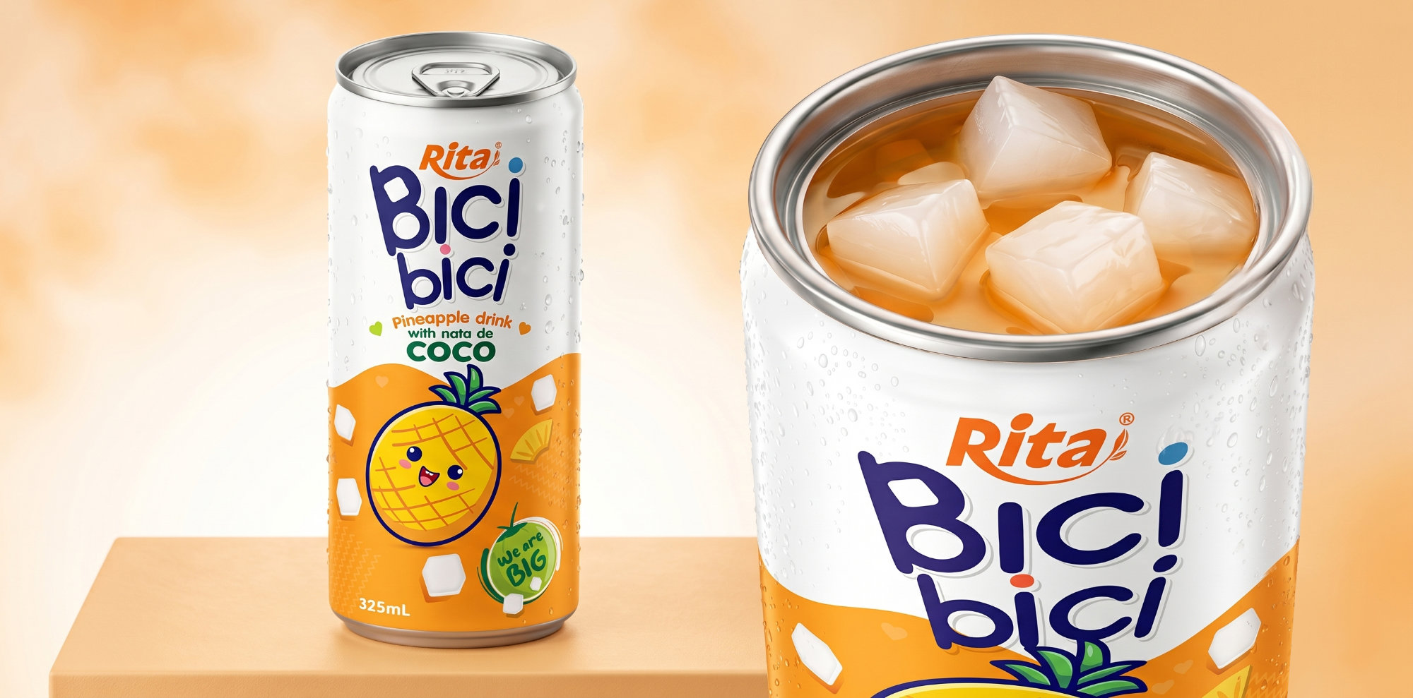 Bici Bici 325ml Pineapple drink with nata de Coco ( wide opening can) Poster 2