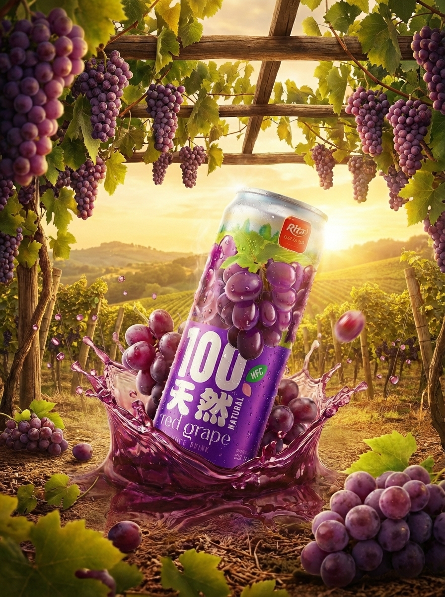 100 Natural Red Grape Juice Drink 325ml sleek can Poster 2