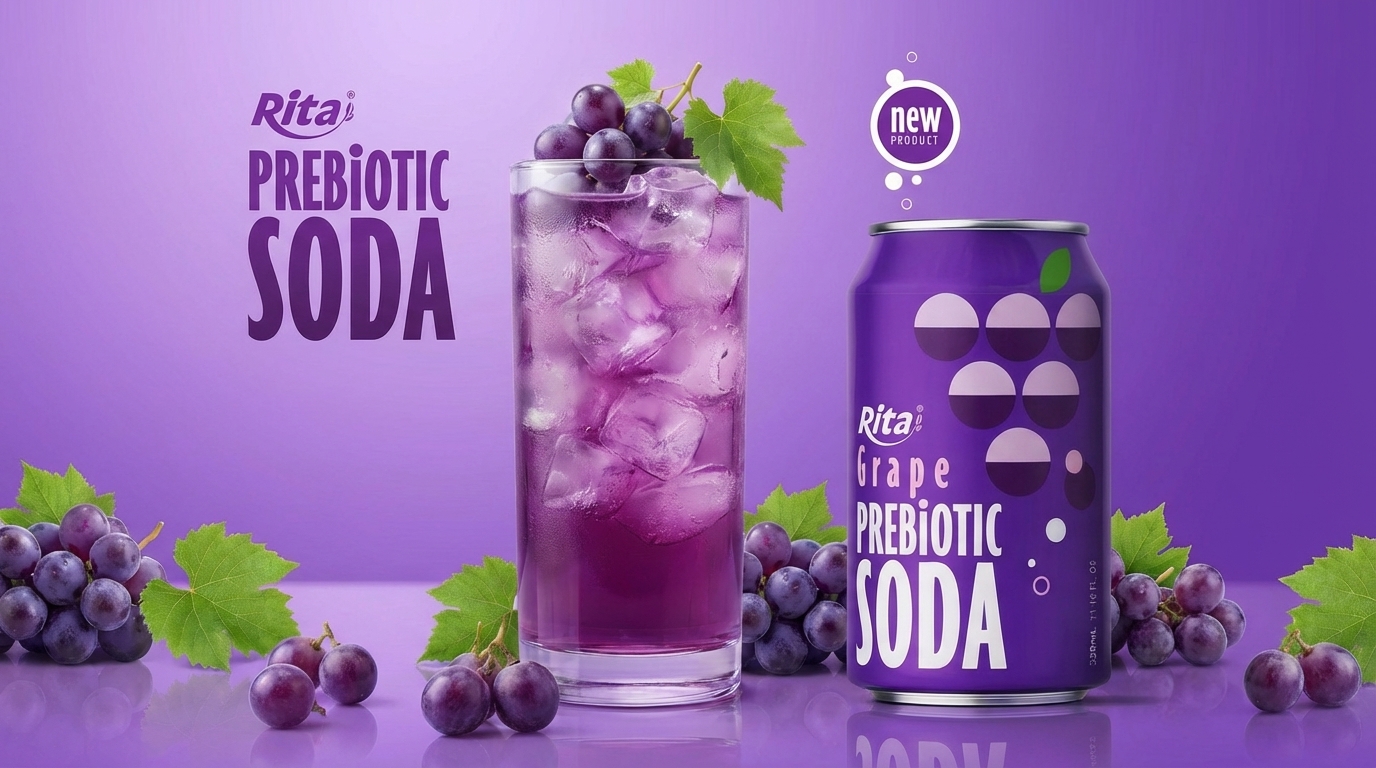 Grape Flavor Prebiotic Soda 330ml short can Poster 1