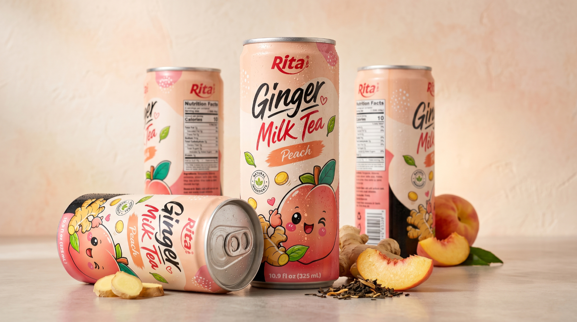 Ready-to-Drink Ginger Milk Tea with Peach Flavor 10.9 fl oz(325ml) Poster 1