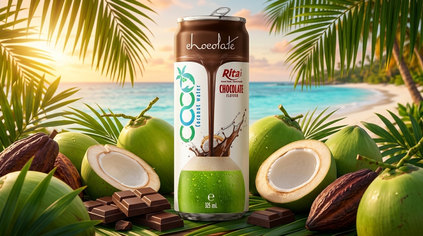 Coconut water with  Chocolate Flavor 325ml sleek can - Product Image