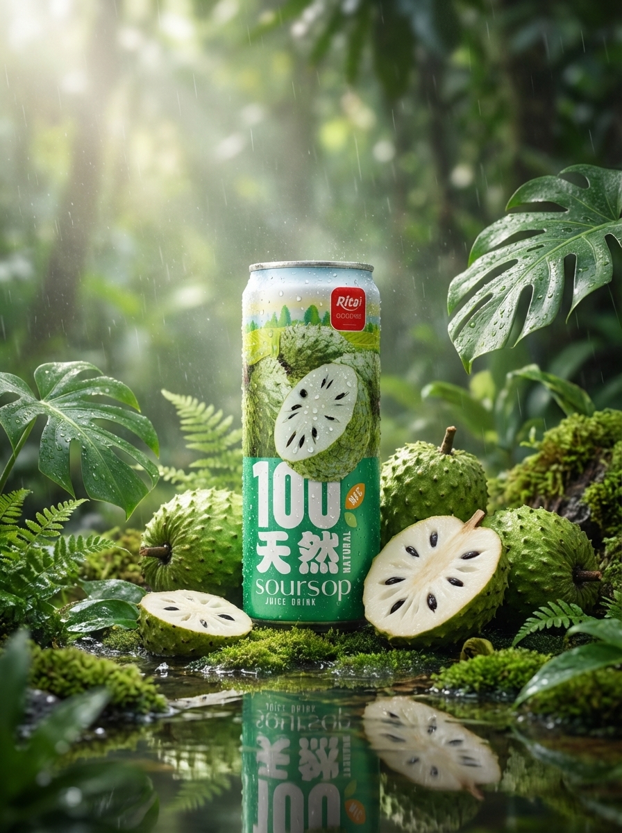 100 Natural Soursop Juice Drink 325ml sleek can Poster 1