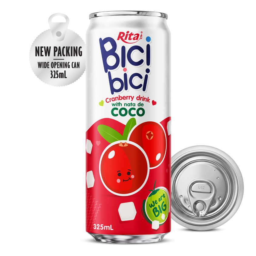 Bici Bici 325ml Cranberry Drink with Nata de Coco (Wide Opening Can)