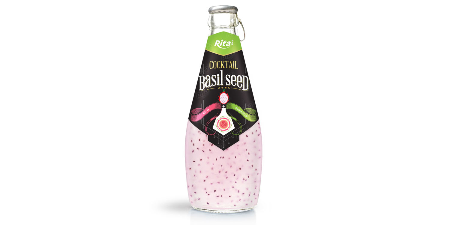 cocktail flavor guava + dragon fruit with basil seed 290ml 