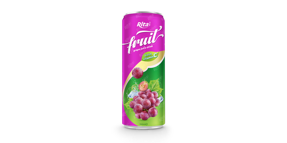 fruit grape juice enrich vitamin C in 320ml tin can
