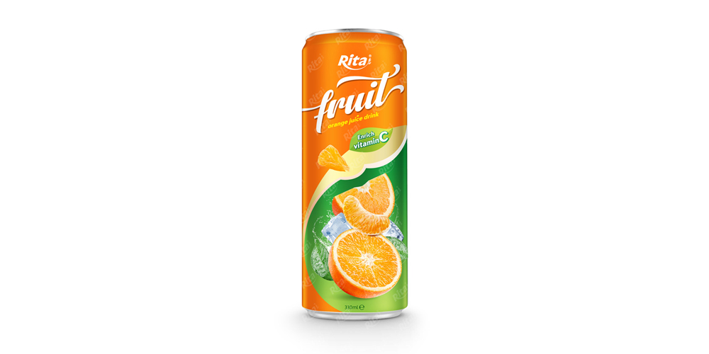 fruit orange juice enrich vitamin C in 320ml tin can from RITA US