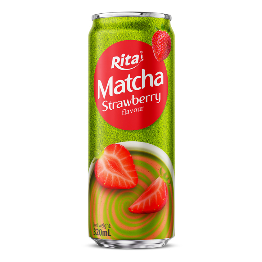 Tea Drink: 320ml Cans Rita Matcha Tea Drink With Strawberry Flavor