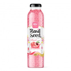 Basil seed drink with peach flavor