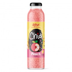 Beverage Distributors  10.6 Fl Oz Glass Bottle Chia Seeds Drink Peach Flavor