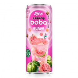 Supplier Popping Boba Tea Guava Flavor 320ml Slim Can