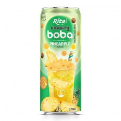 Wholesale Company Popping Boba Tea Pineapple Flavor 320ml Slim Can