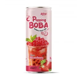 Manufacturing Wholesale Strawberry Flavor Bubble Tea 250ml Can