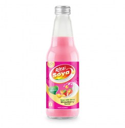 Beverage Distributors Strawberry Flavor Soya Milk Drink 10.05 Fl Oz Glass Bottle